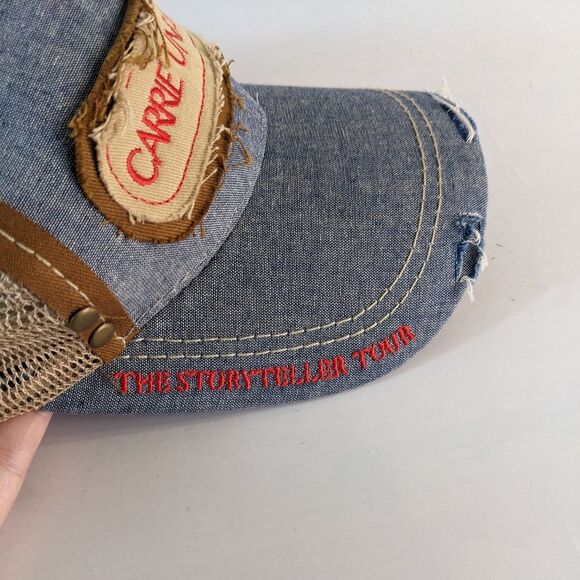Carrie Underwood The Storyteller Tour Denim Distressed Trucker Hat EUC OSFM - Picture 2 of 7